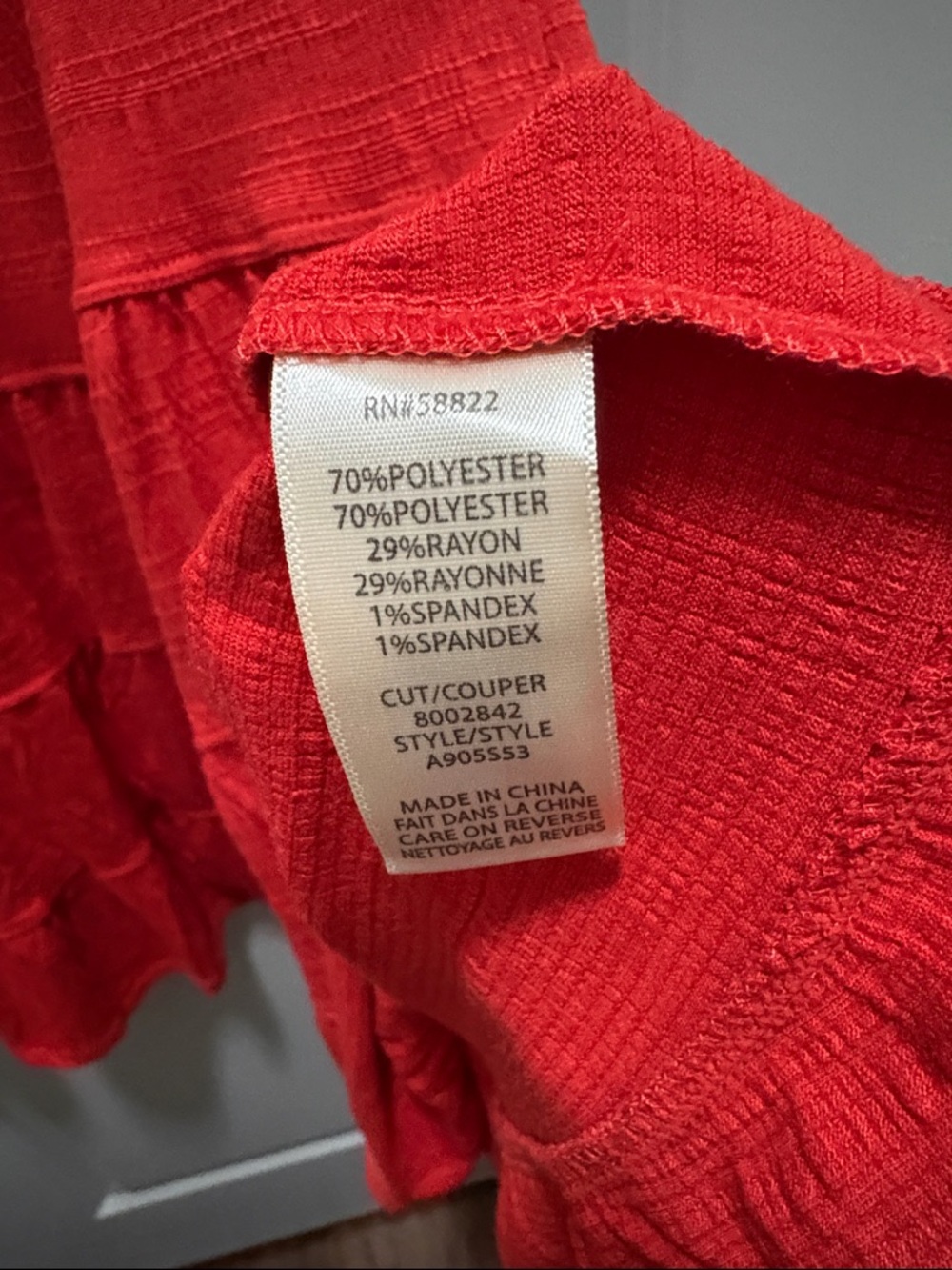 Max Studio Red Textured Tiered Short Sleeve Dress - Picture 4 of 5